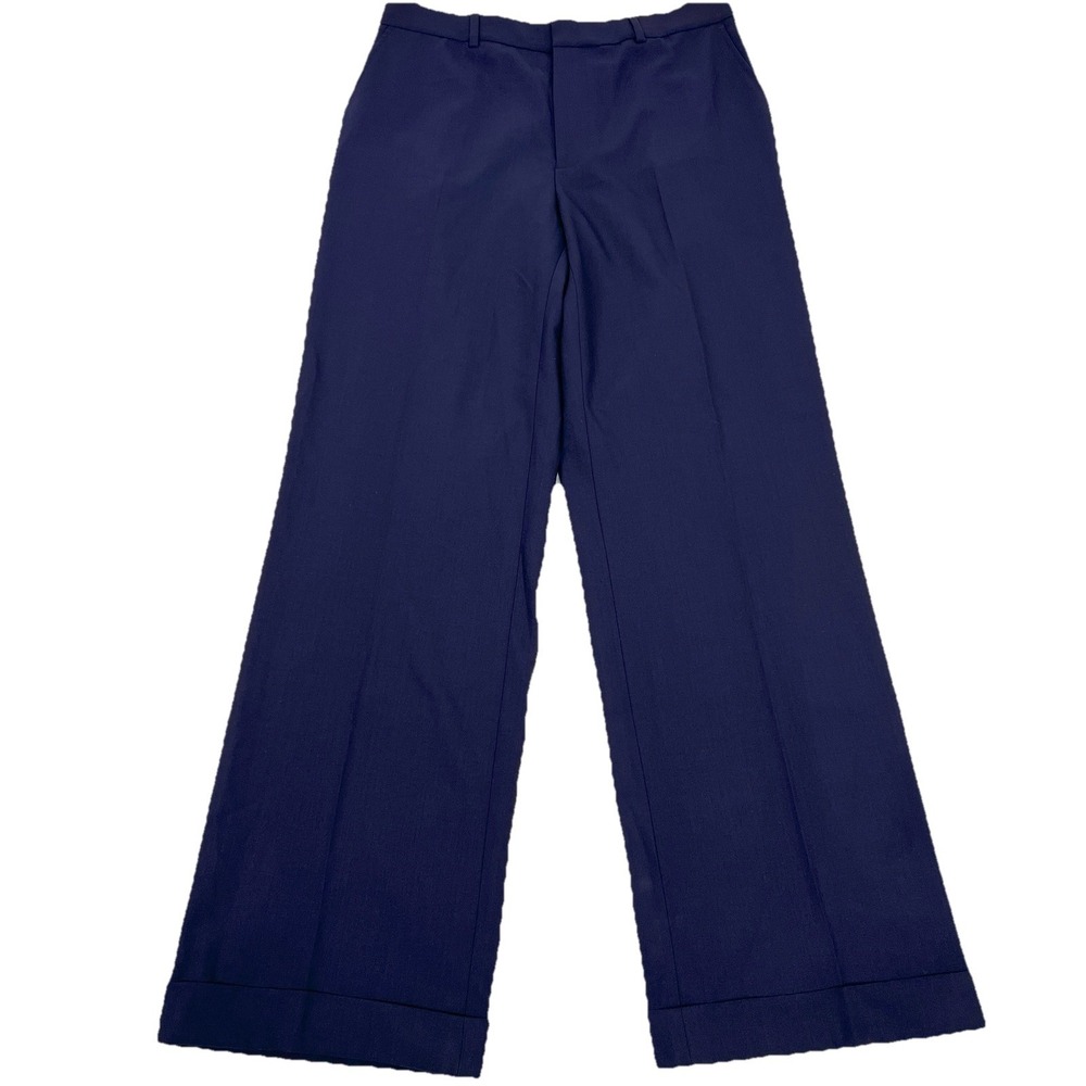 Polo Ralph Lauren Relaxed Stretch Wool Faille Pant Women's Size 6 Navy Blue $348